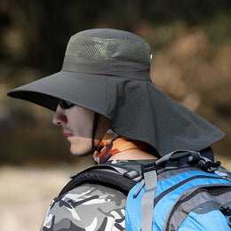 SoraCool Mesh Neck-Flap Trail Hat — neck-flap trail hat worn from the side