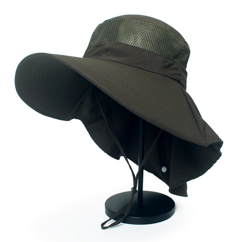 SoraCool Mesh Neck-Flap Trail Hat — black neck-flap trail hat close-up