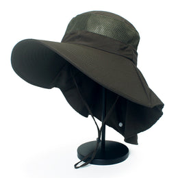 SoraCool Mesh Neck-Flap Trail Hat — black neck-flap trail hat close-up