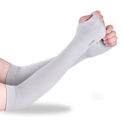 SoraCool Seamless Arm Sleeves — Grey, Thumb Hole style