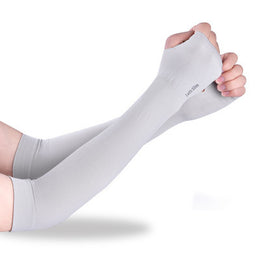 SoraCool Seamless Arm Sleeves — Grey, Thumb Hole style