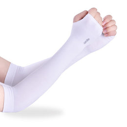 SoraCool Seamless Arm Sleeves — White, Thumb Hole style