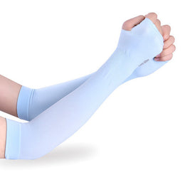 SoraCool Seamless Arm Sleeves — Blue, Thumb Hole style