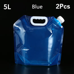 SoraCool Foldable Water Carrier — blue five-liter two-piece carrier option on a black background