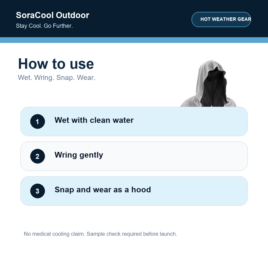 SoraCool Hooded Cooling Towel wet wring snap wear guide